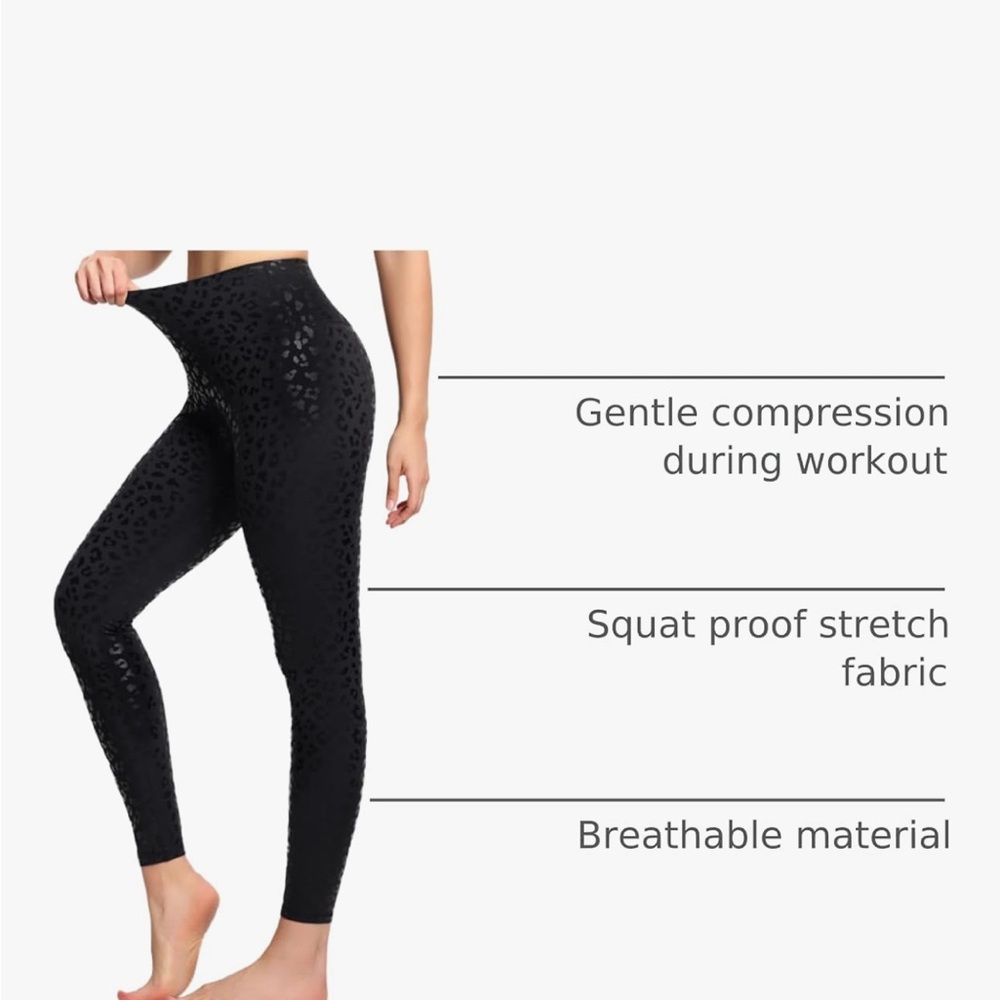 NWOT The Gym People Black Leopard Women's Leggings - Picture 8 of 9